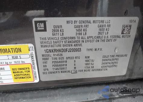 2015 Chevrolet Traverse 2Lt z USA, uszkodzony, nr VIN 1GNKRHKD0FJ200903